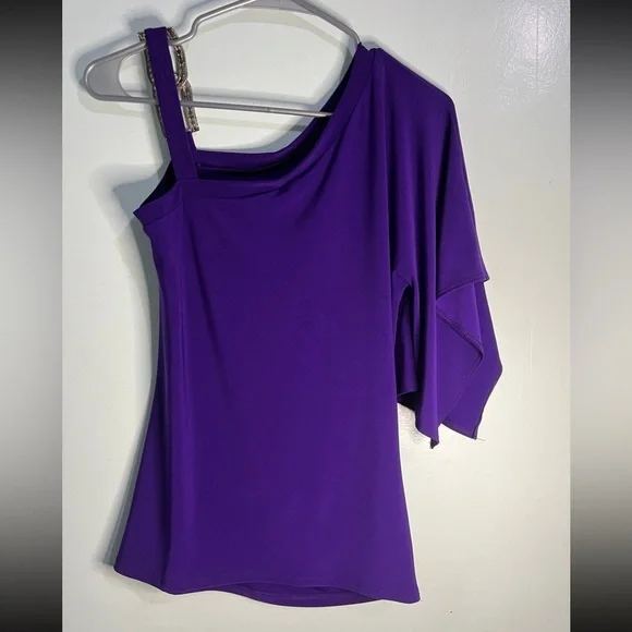 Solar - Womens Dressy Purple Rhinestone top - Picture 8 of 11